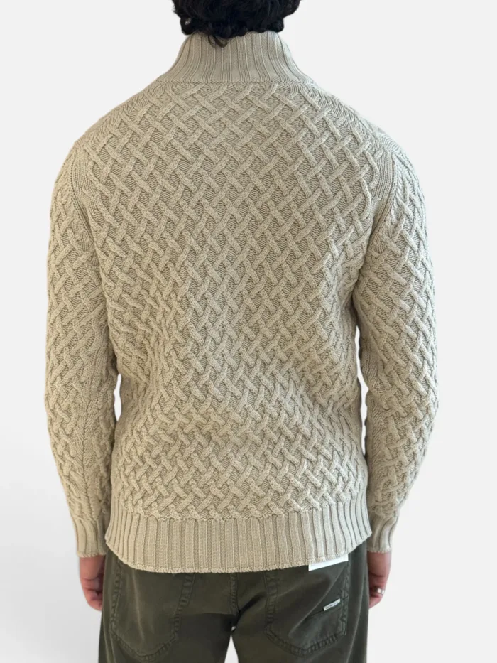 Cardigan Bluson Filippo De Laurentiis in Pura Lana Merino Intrecciata Art. BB3ML WM7X 061, foto 2 di 2