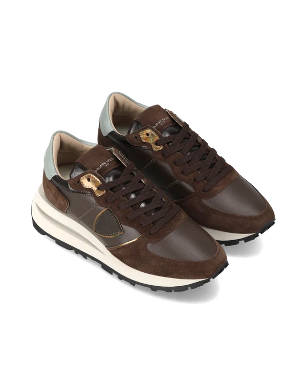 Sneakers Donna Philippe Model Tropez Haute in Pelle e Camoscio Testa di Moro art. TKLD VD07, foto 2 di 5