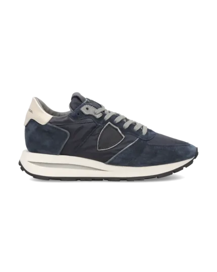 Sneakers Uomo Philippe Model Tropez Haute In Camoscio e Nylon Blu art. TKLU N006