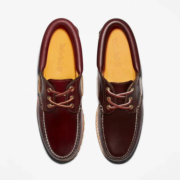 Scarpa da Barca Timberland Authentic 3-Eye Lug Handsewn da Uomo in Bordeaux Art TB050009648, foto 2 di 5