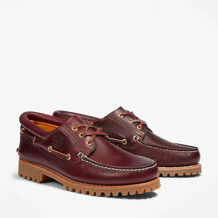 Scarpa da Barca Timberland Authentic 3-Eye Lug Handsewn da Uomo in Bordeaux Art TB050009648, foto 3 di 5