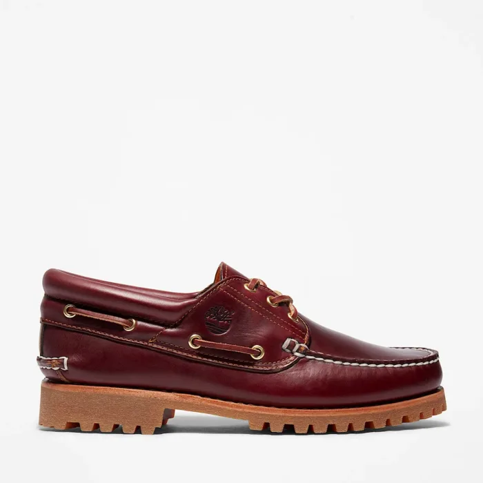 Scarpa da Barca Timberland Authentic 3-Eye Lug Handsewn da Uomo in Bordeaux Art TB050009648, foto 1 di 5