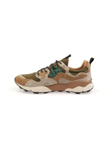 Sneakers Flower Mountain Uomo in Camoscio Cammello e Nylon Verde art. Yamano 3 Man 1E98 Cream Brown Taupe, foto 3 di 4