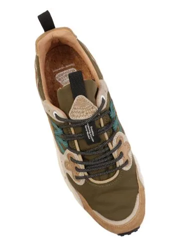 Sneakers Flower Mountain Uomo in Camoscio Cammello e Nylon Verde art. Yamano 3 Man 1E98 Cream Brown Taupe, foto 4 di 4