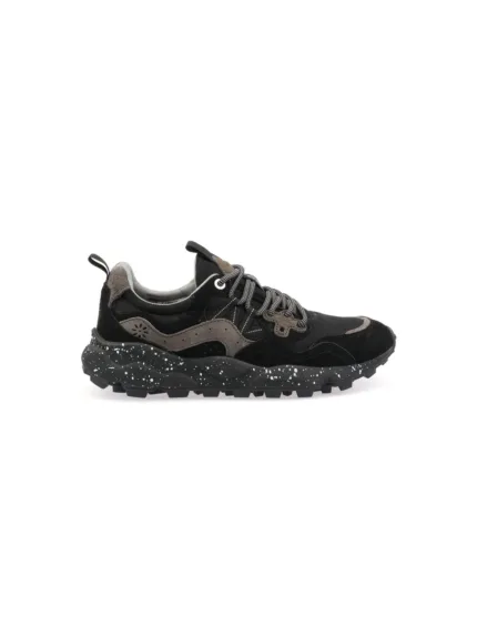 Sneakers Flower Mountain Unisex in Camoscio e Nylon Nero Fondo Nero art. Yamano 3 Uni 0B01 Black