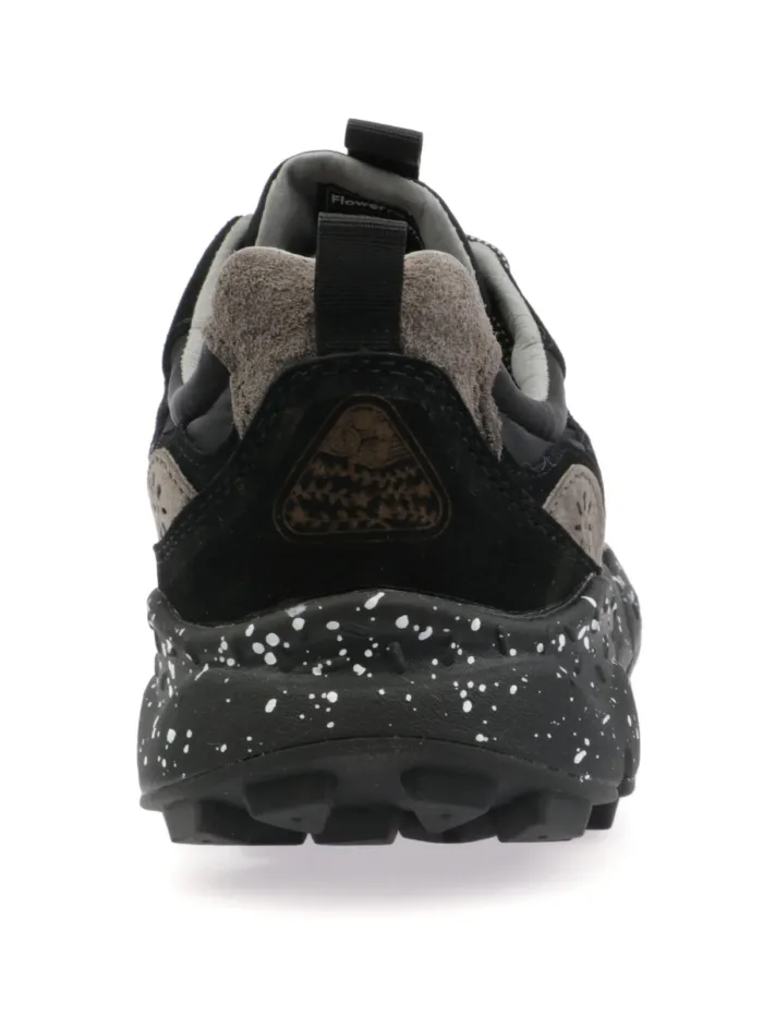 Sneakers Flower Mountain Unisex in Camoscio e Nylon Nero Fondo Nero art. Yamano 3 Uni 0B01 Black, foto 5 di 5