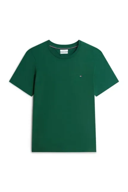 T-shirt regular fit in cotone Uomo Tommy Hilfiger Verde con Bandierina ricamata art. MW0MW39995 L2N