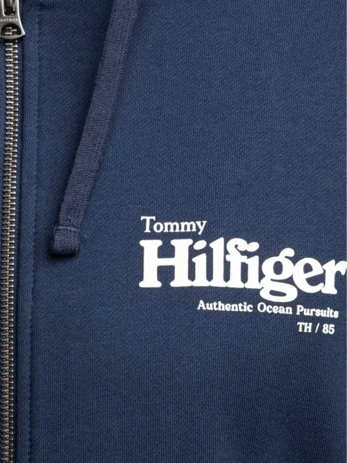 Felpa Blu con cappuccio e zip integrale Uomo Tommy Hilfiger art. MW0MW45605 DCC, foto 2 di 4