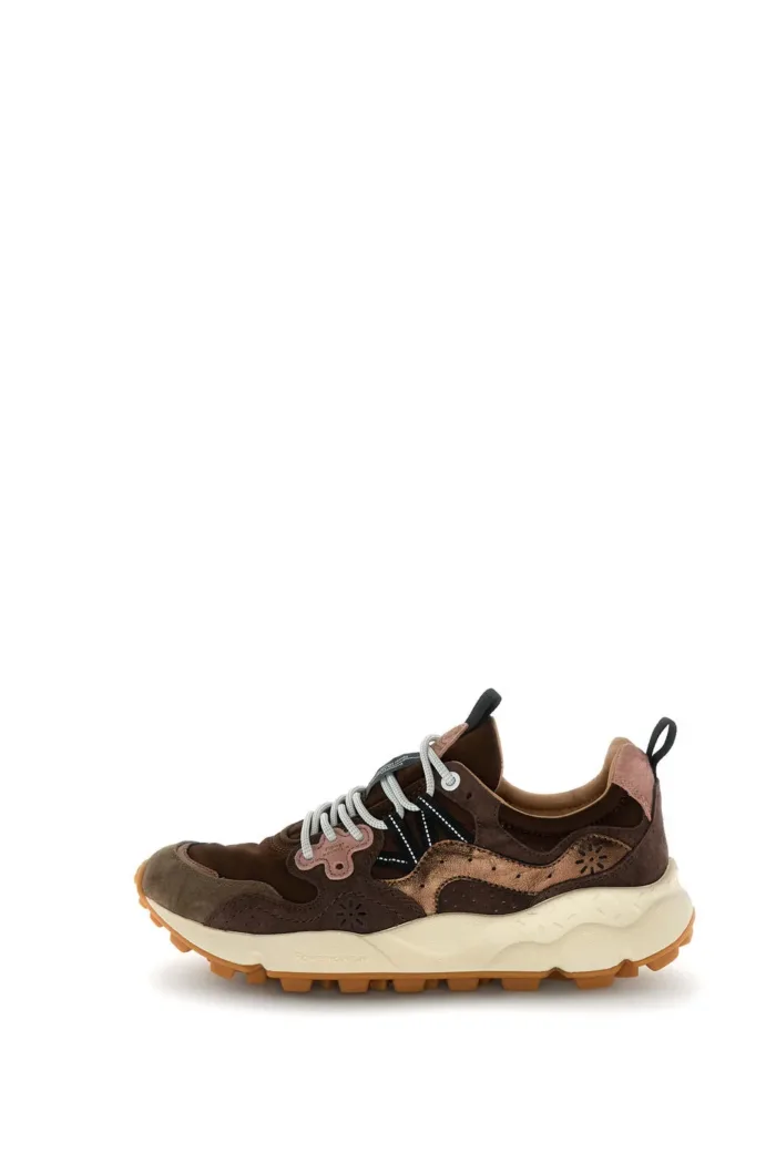 Sneakers Flower Mountain Donna in Camoscio Marrone e Nylon Bronzo art. Yamano 3 Uni 4D80 Brown Bronze, foto 1 di 4