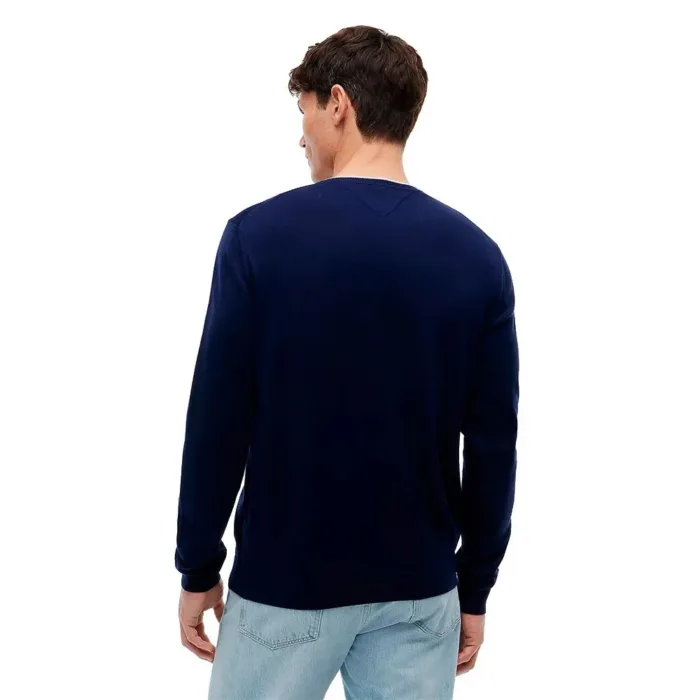 Maglioncino Girocollo in Cotone Uomo Tommy Hilfiger Blu con Perfilo Bianco art. MW0MW43506 DCC, foto 3 di 3