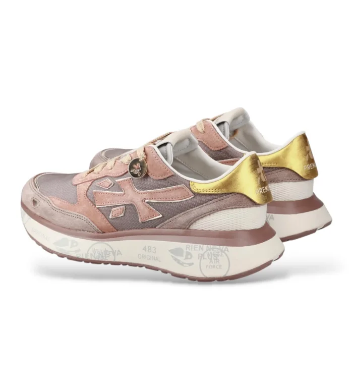Sneakers Premiata Donna in Camoscio e Nylon Rosa Malva art. Lauryn 7801, foto 3 di 4