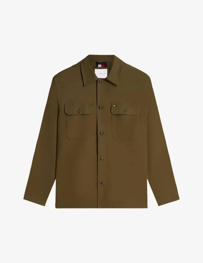Camicia Overshirt In Cotone Regular Fit Uomo Tommy Hilfiger Verde art. MW0MW43471 RBN, foto 1 di 3