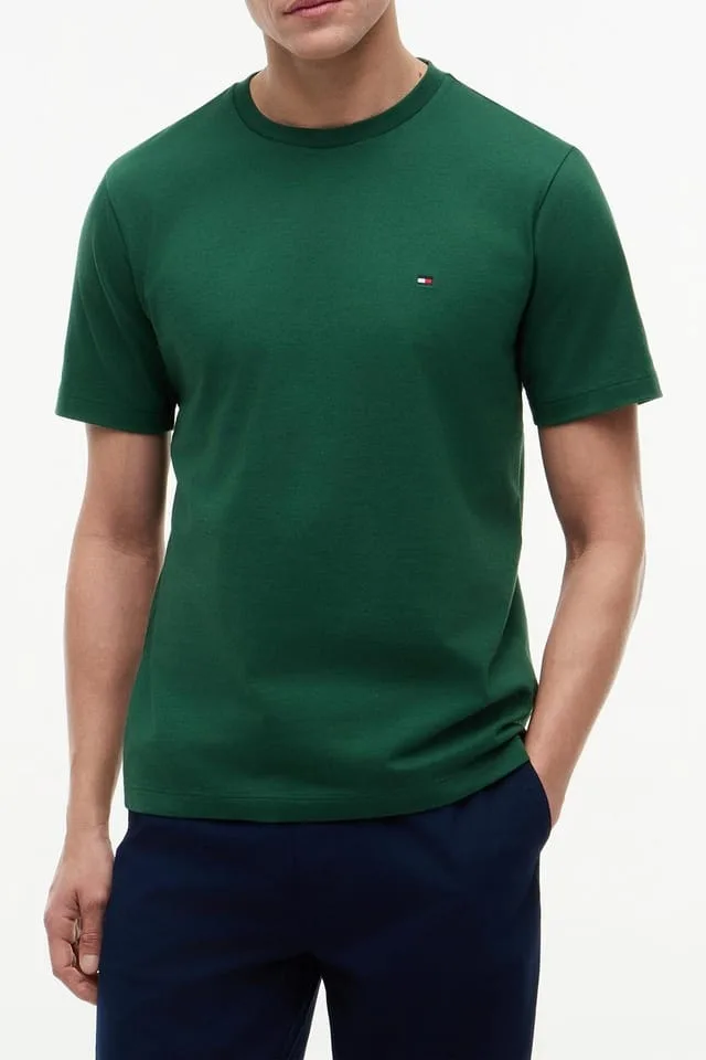 T-shirt regular fit in cotone Uomo Tommy Hilfiger Verde con Bandierina ricamata art. MW0MW39995 L2N, foto 2 di 3