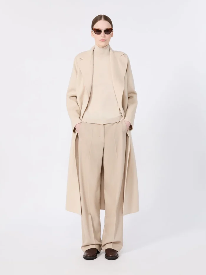 Cappotto a vestaglia 'S MaxMara in drap di lana Albino Melange Art. POLDO, foto 3 di 4