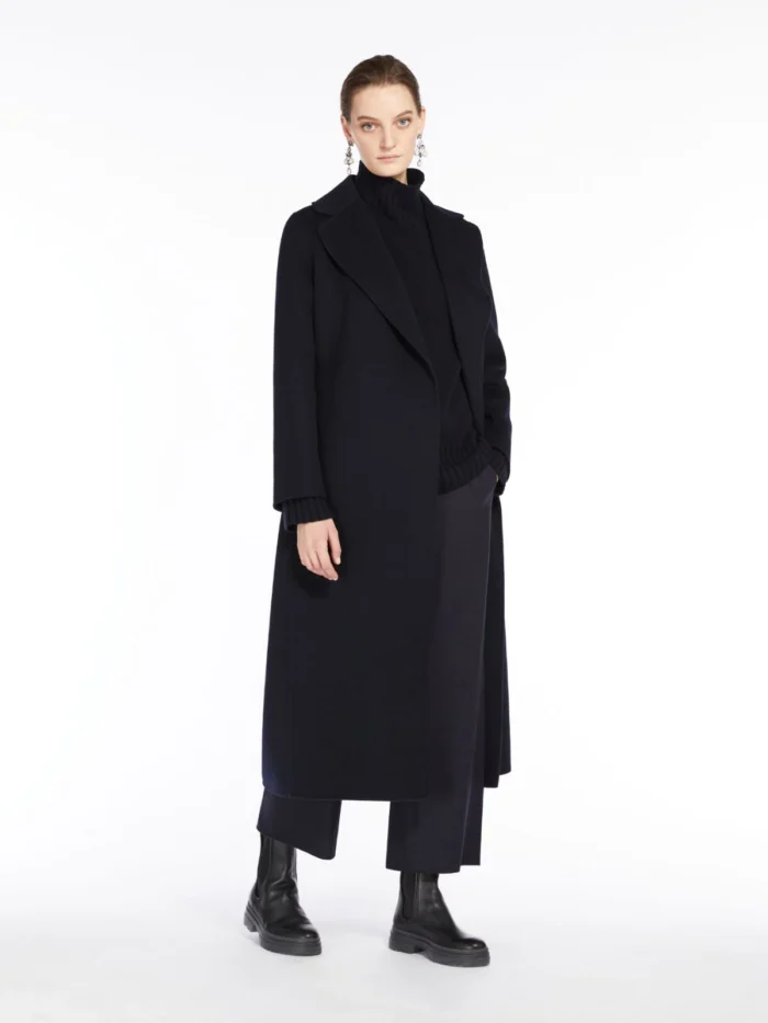 Cappotto a vestaglia 'S MaxMara in drap di lana Nero Art. POLDO, foto 3 di 4