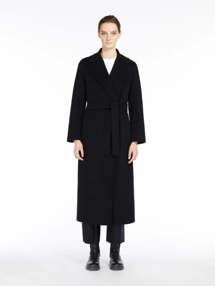 Cappotto a vestaglia 'S MaxMara in drap di lana Nero Art. POLDO, foto 2 di 4