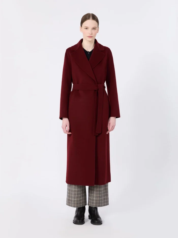 Cappotto a vestaglia 'S MaxMara in drap di lana Bordeaux Art. POLDO, foto 2 di 4