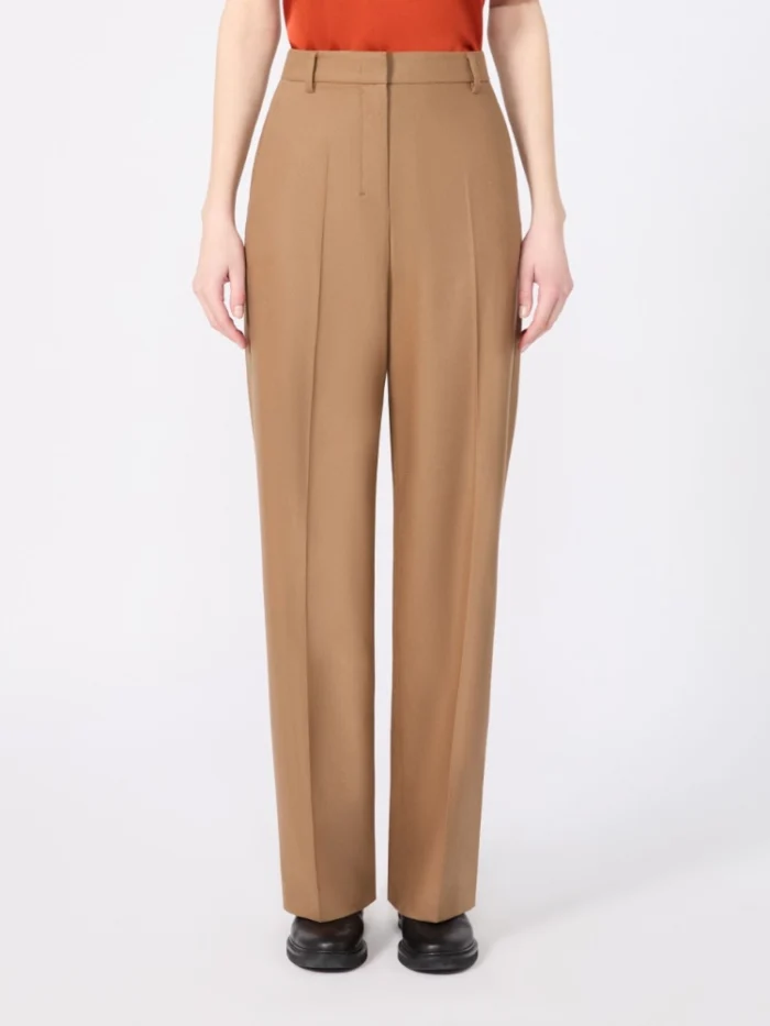 Pantalone regular fit 'S MaxMara in lana Cammello Art. COTTAGE, foto 2 di 4
