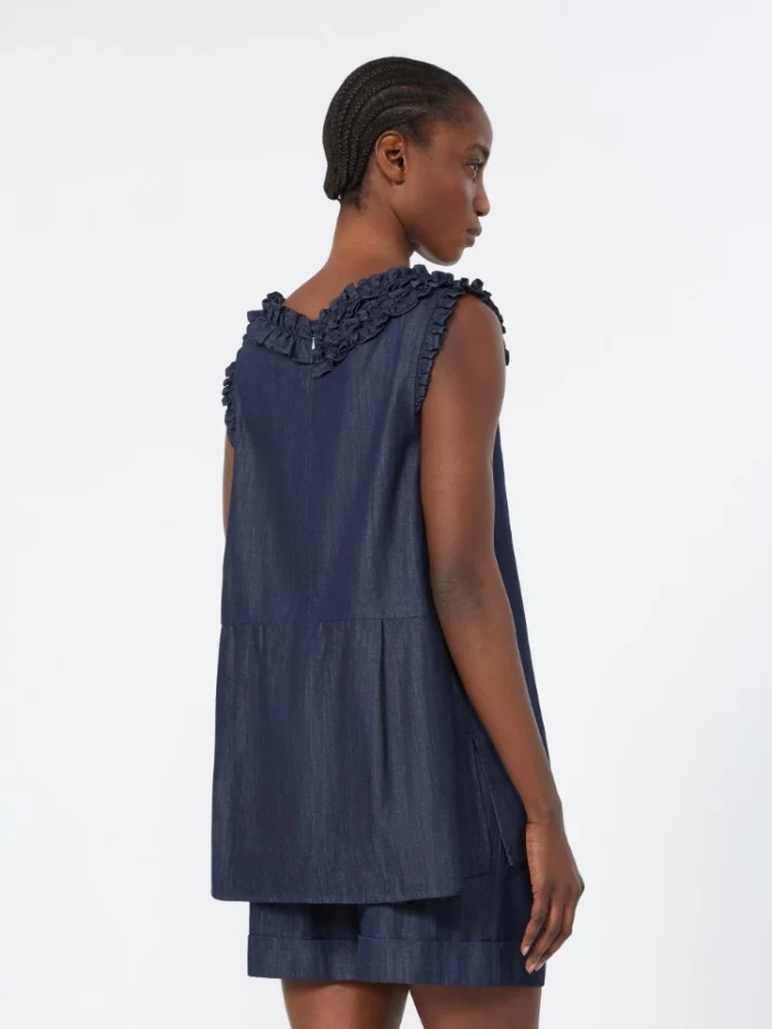 Top smanicato in denim di cotone 'S MaxMara Blu notte Art. PIUMA, foto 3 di 5
