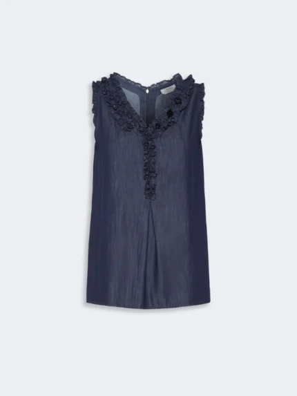 Top smanicato in denim di cotone 'S MaxMara Blu notte Art. PIUMA