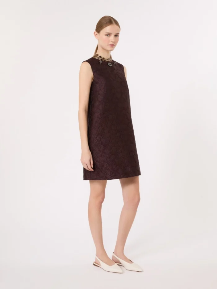 Abito princesse 'S MaxMara in jacquard di misto cotone Prugna  Art. VICOLO, foto 3 di 5