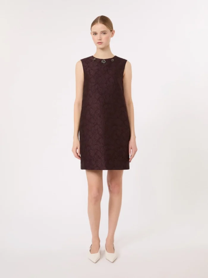 Abito princesse 'S MaxMara in jacquard di misto cotone Prugna  Art. VICOLO, foto 2 di 5
