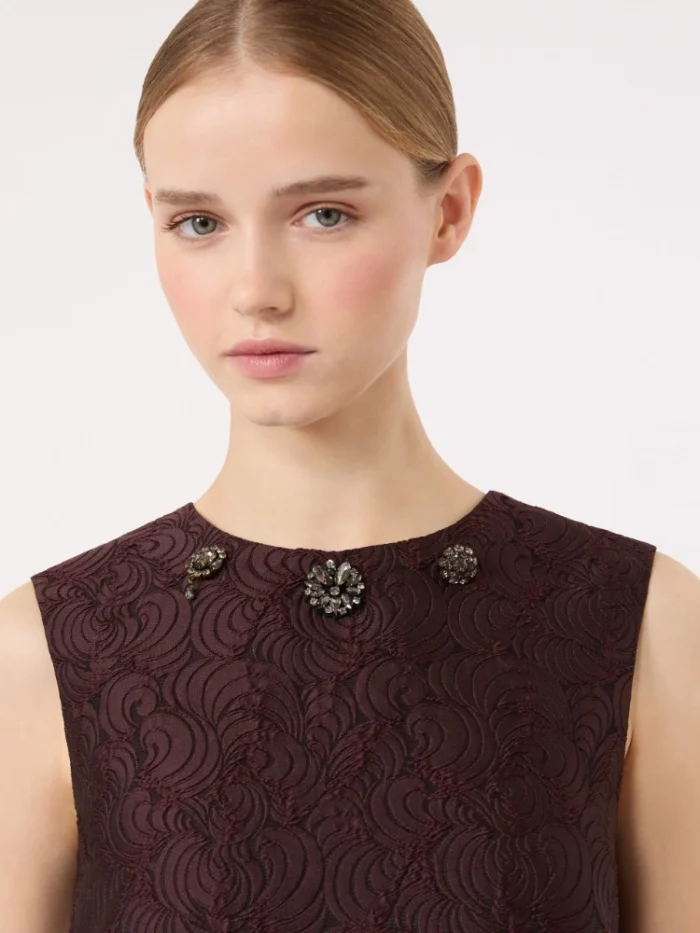 Abito princesse 'S MaxMara in jacquard di misto cotone Prugna  Art. VICOLO, foto 5 di 5