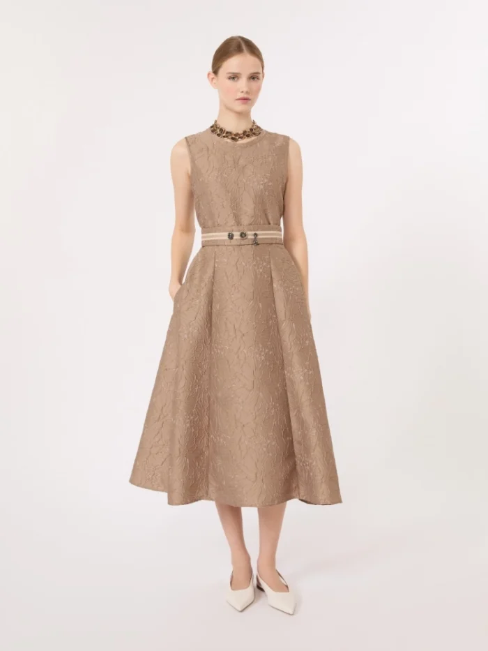 Abito midi 'S MaxMara in jacquard color Miele Art. SKIPPER, foto 3 di 5