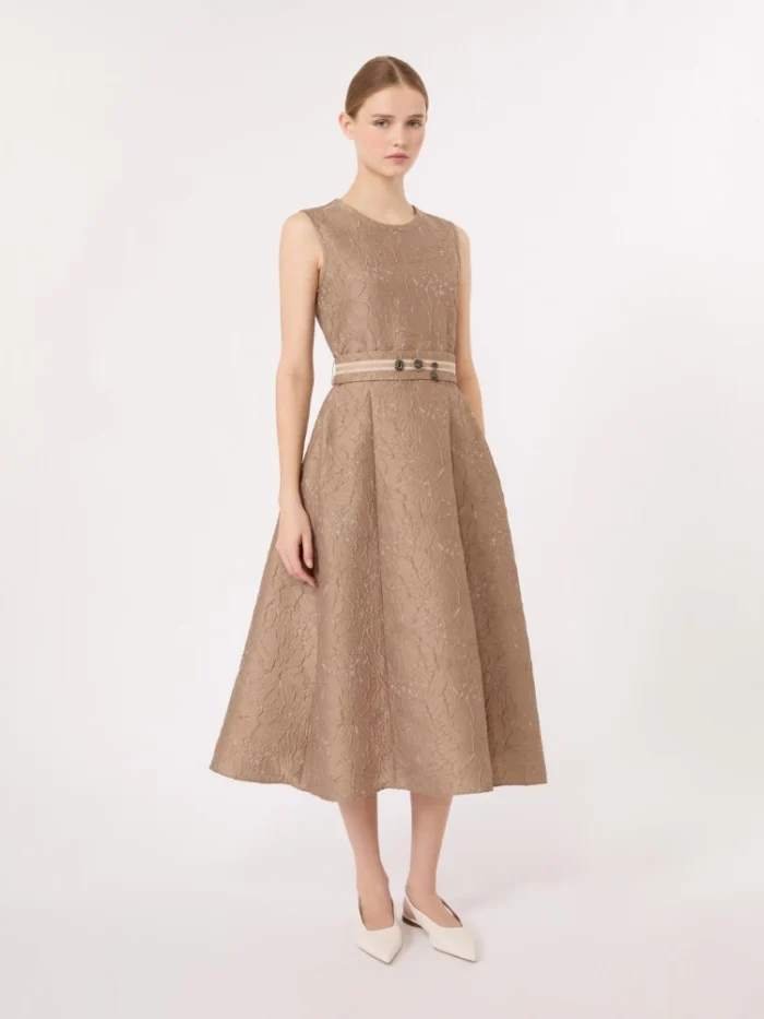 Abito midi 'S MaxMara in jacquard color Miele Art. SKIPPER, foto 2 di 5