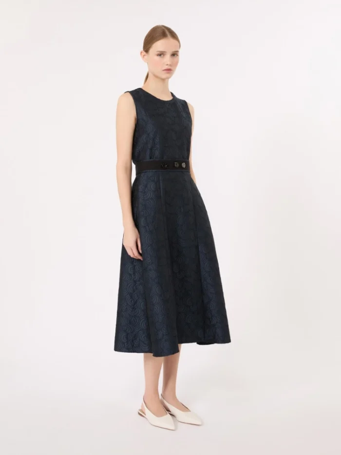 Abito midi smanicato 'S MaxMara in jacquard Blu notte Art. SAX, foto 3 di 5