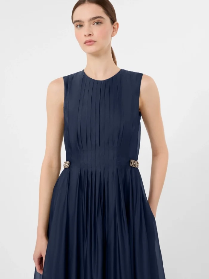 Abito midi smanicato 'S MaxMara fit and flare in organza Blu marino  Art. WALLY, foto 5 di 5