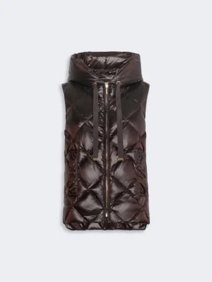 Gilet imbottito 'S MaxMara regular in tela antigoccia Marrone Art. TROPICO