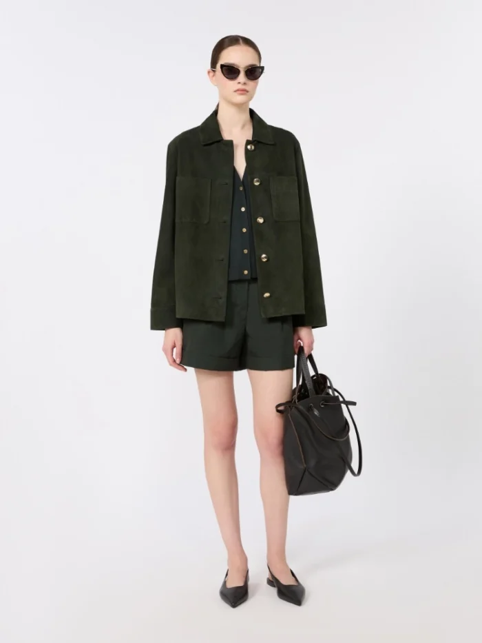 Giacca a camicia 'S MaxMara in pelle scamosciata Verde Art. ABISSO, foto 2 di 5