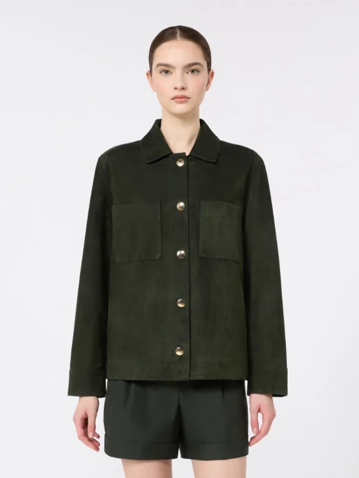 Giacca a camicia 'S MaxMara in pelle scamosciata Verde Art. ABISSO, foto 3 di 5