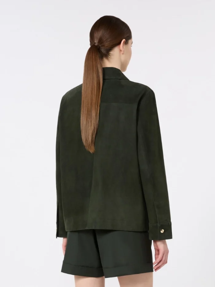 Giacca a camicia 'S MaxMara in pelle scamosciata Verde Art. ABISSO, foto 4 di 5