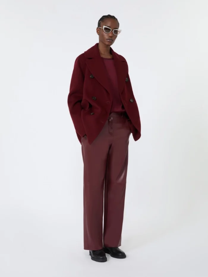 Pantalone  'S Max Mara regular in jersey spalmato Bordeaux Art. SOSPIRO, foto 2 di 4