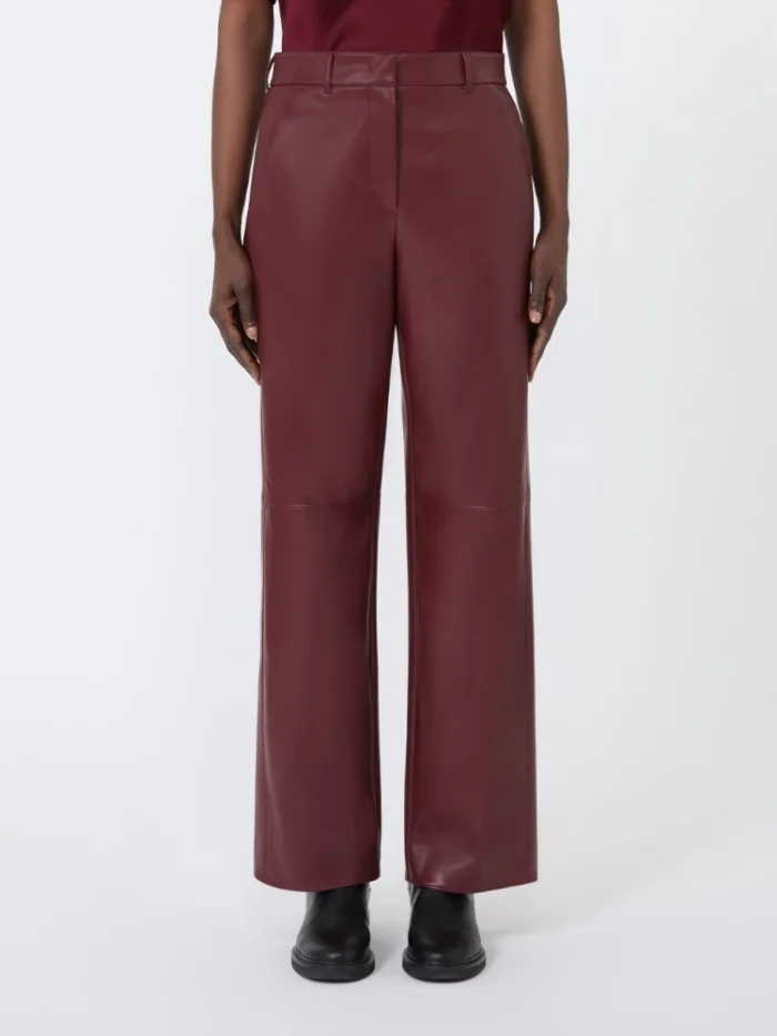Pantalone  'S Max Mara regular in jersey spalmato Bordeaux Art. SOSPIRO, foto 3 di 4