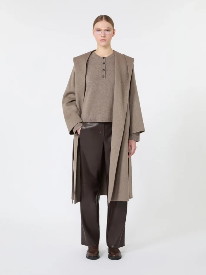 Pantalone  'S Max Mara regular in jersey spalmato Marrone Art. SOSPIRO, foto 2 di 4