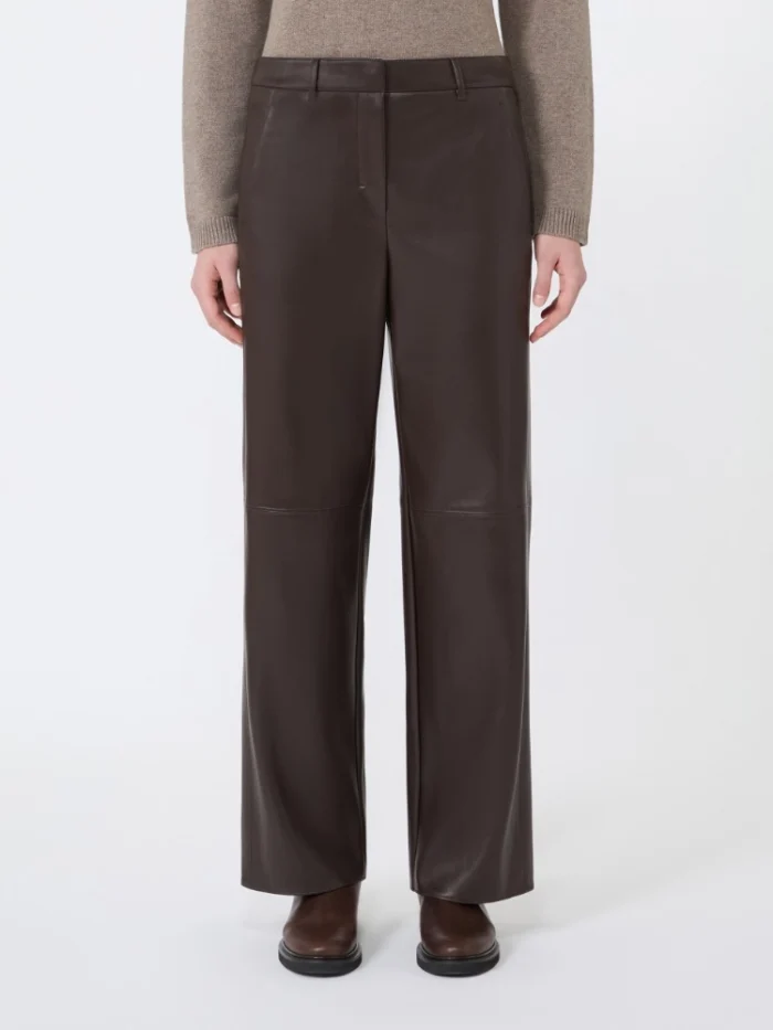 Pantalone  'S Max Mara regular in jersey spalmato Marrone Art. SOSPIRO, foto 3 di 4