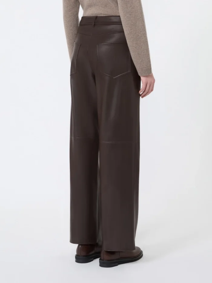 Pantalone  'S Max Mara regular in jersey spalmato Marrone Art. SOSPIRO, foto 4 di 4