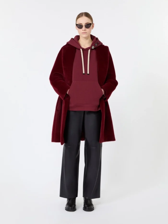 Felpa 'S Max Mara con cappuccio in jersey Bordeaux Art. AURORA, foto 2 di 5