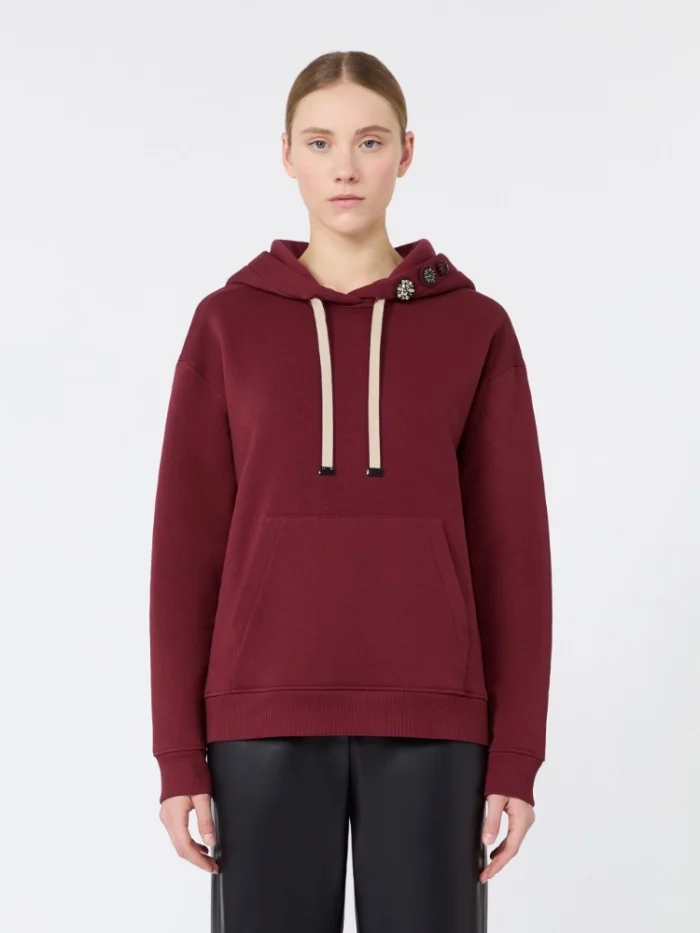 Felpa 'S Max Mara con cappuccio in jersey Bordeaux Art. AURORA, foto 3 di 5