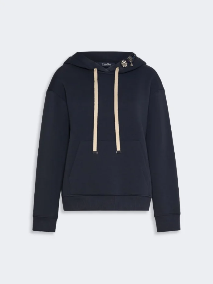 Felpa 'S Max Mara con cappuccio in jersey Blu Art. AURORA, foto 1 di 5