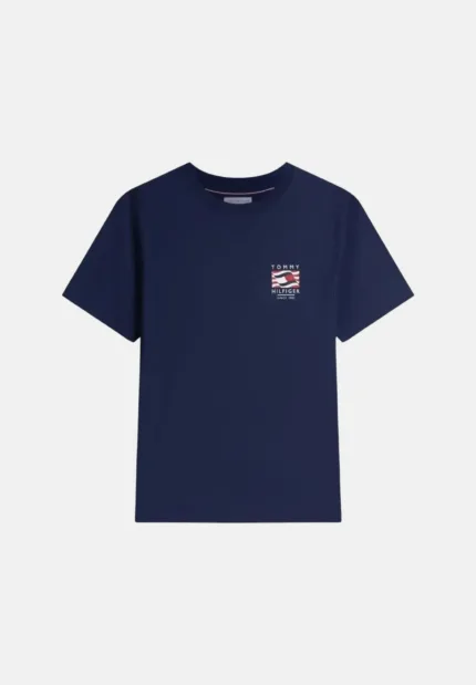 T-shirt regular fit in cotone Uomo Tommy Hilfiger Blu con Ricamo Grafico art. MW0MW43390 DCC