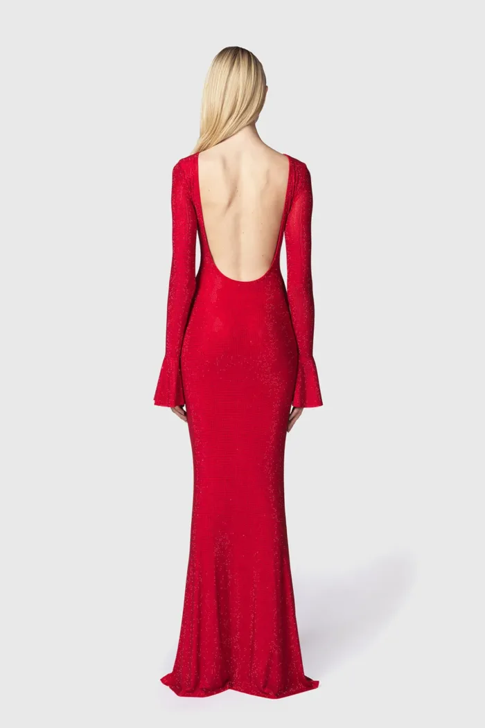 Abito Lungo Algedi Rosso Strass Twentyfourhaitch art. Algedi Rosso, foto 2 di 3