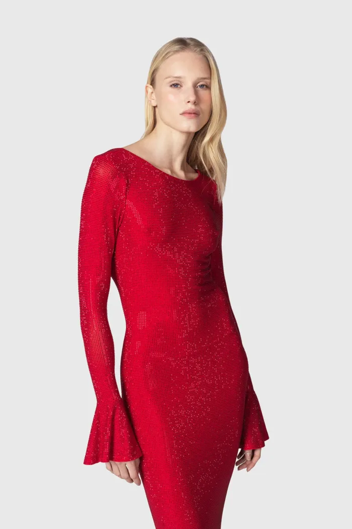 Abito Lungo Algedi Rosso Strass Twentyfourhaitch art. Algedi Rosso, foto 3 di 3