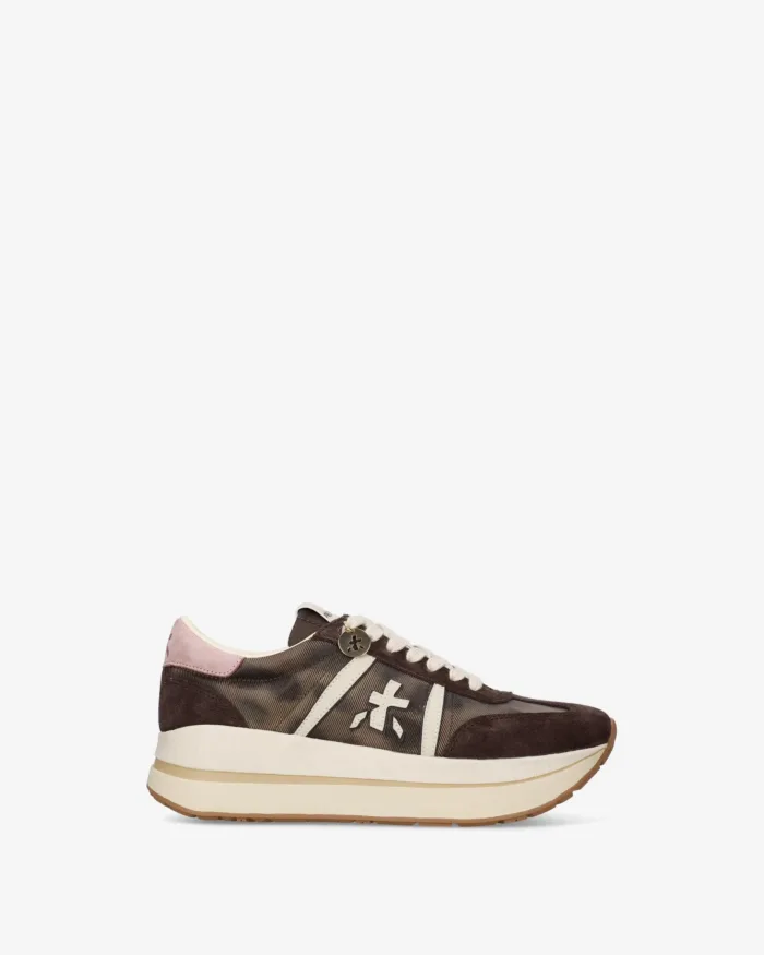 Sneakers Premiata Donna in Camoscio Testa di Moro e Tessuto Animalier art. Bethcoin 8500, foto 1 di 5