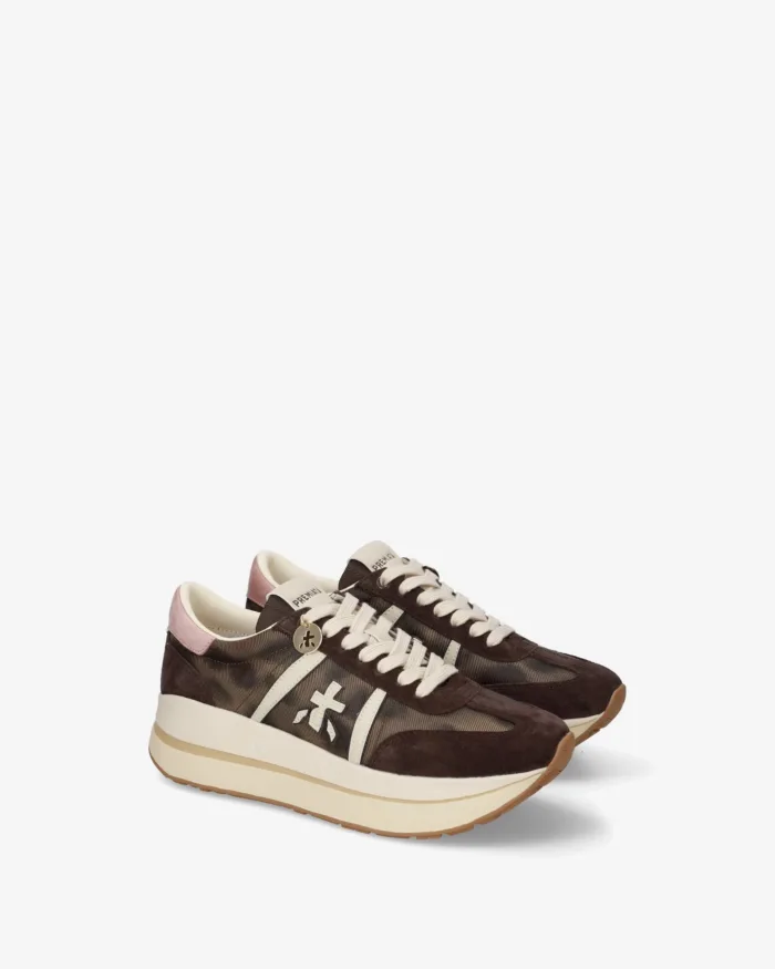Sneakers Premiata Donna in Camoscio Testa di Moro e Tessuto Animalier art. Bethcoin 8500, foto 2 di 5
