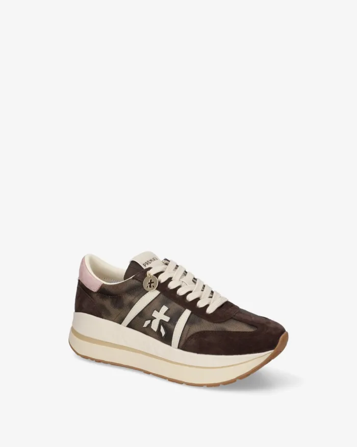 Sneakers Premiata Donna in Camoscio Testa di Moro e Tessuto Animalier art. Bethcoin 8500, foto 4 di 5