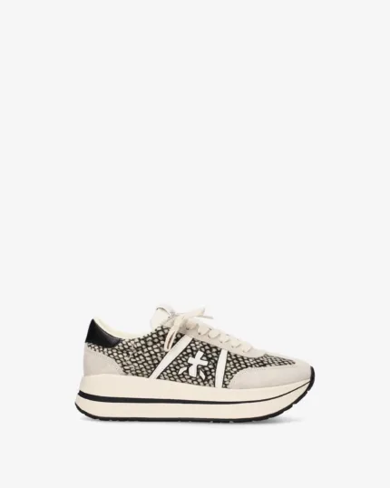 Sneakers Premiata Donna in Camoscio Beige e Dettagli Pitonati art. Bethcoin 8501